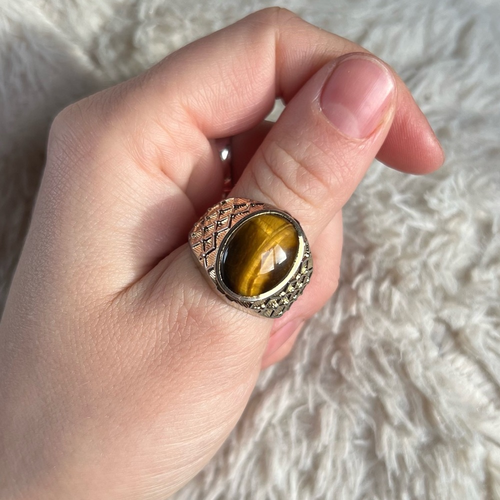 Vtg ESPO 18K hge Tiger’s Eye Ring